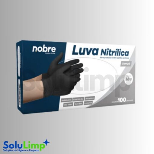 Luva nitrilica s/po p/protecao contra agentes quimicos c/100unid. (nao esteril) "m/8" preta ca44567-