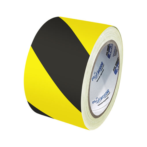 Fita demarcacao zebrada  100mt  preto/amarelo s/adesivo