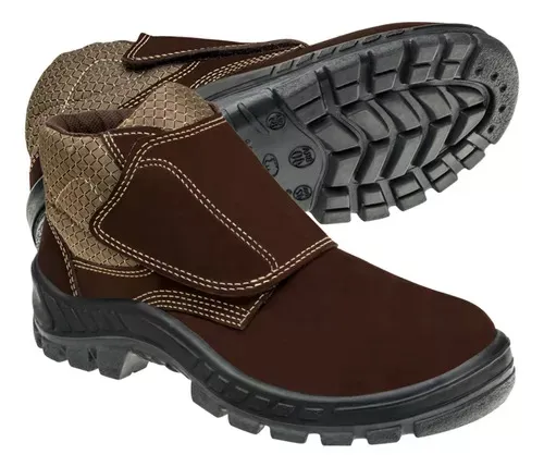 Botina nobuck velcro bid b/pvc  marrom n40 ca 43273