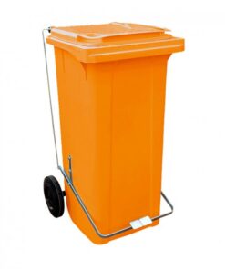 Lixeira 120lt c/pedal laranja